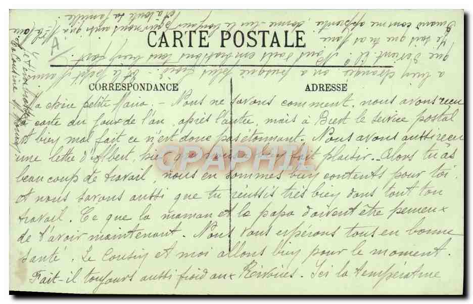 CPA Bateau Guerre Tourelles avant Artillerie des cuirasses d'escadre type Jean Bart  — Verso