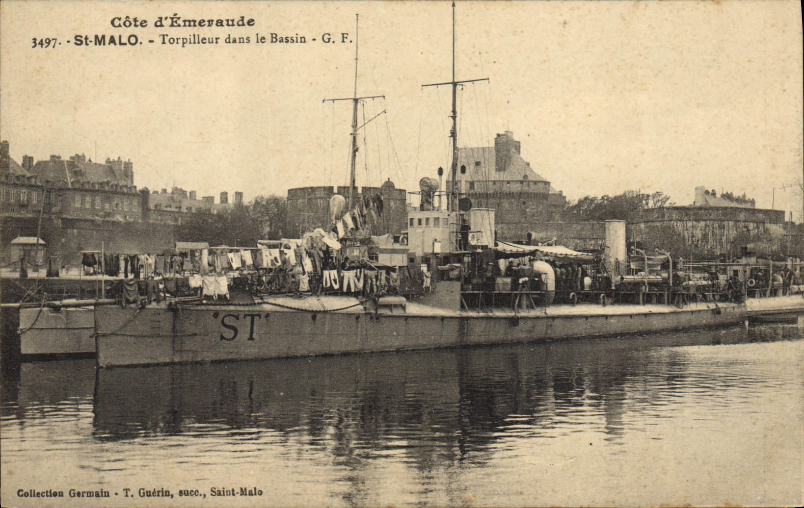 St-Malo - Torpedoboot im Hafen - G.F. - Sammlung T. Guérin, Saint-Malo