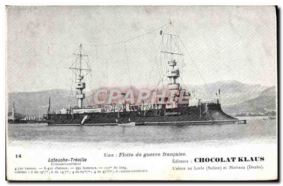 Croiseur-cuirassé Latouche-Tréville — Flotte de guerre française — Éditeurs CHOCOLAT KLAUS