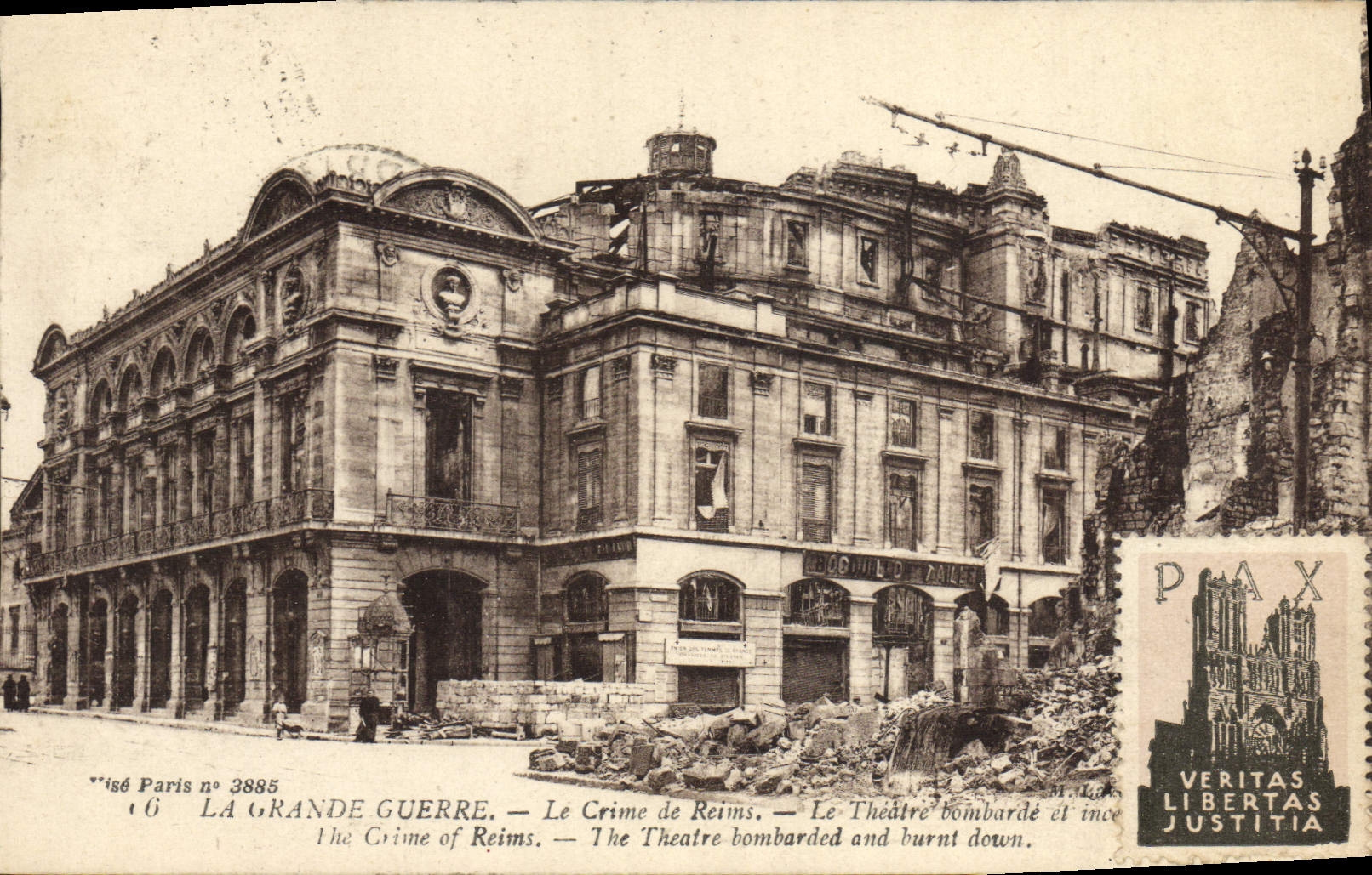 Le Théâtre de Reims — Le Crime de Reims — La Grande Guerre — Éditeur : Levé, fils et Cie, Paris — n° 3885
