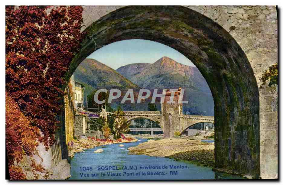 CPA Sospel Environs de Menton Vue sur le vieux pont et la Bevera