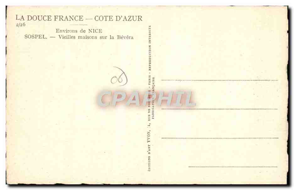 CPA Sospel Environs de Nice Vieilles maisons sur la Bevera — Rückseite