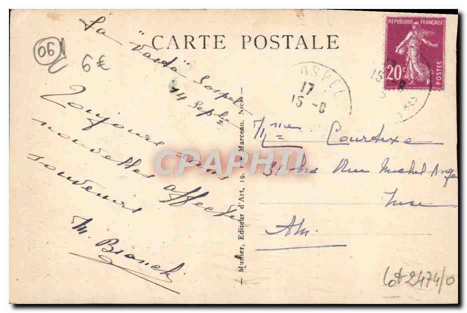 CPA Sospel Le vieux pont sur la Bevera — Rückseite