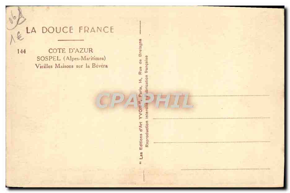 CPA Sospel Vieilles maisons sur la Bever et le Pont Vieux — Rückseite