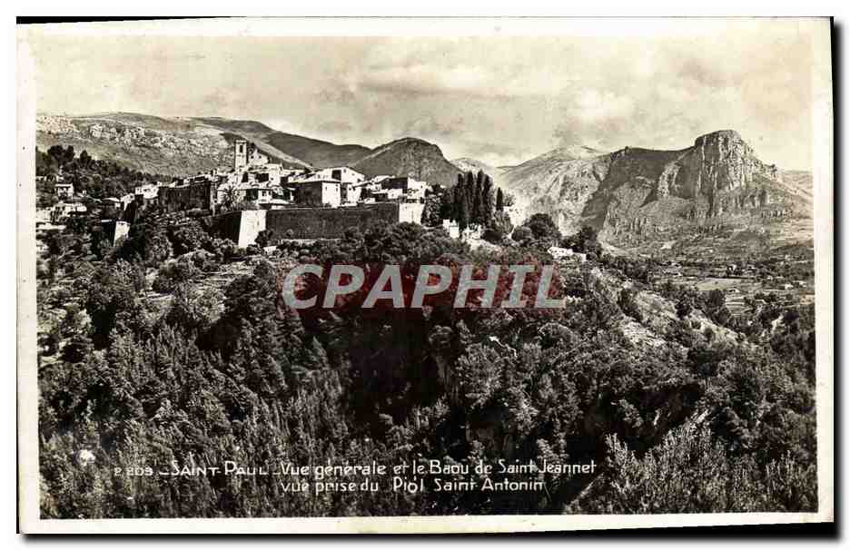 CPA St Paul Vue Generale et le Baou de Saint Jeannet vue prise du Piol Saint Antonin 