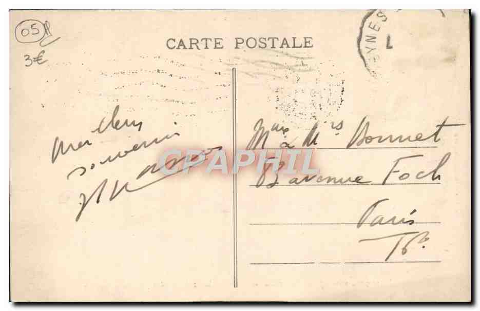 Briançon - Les Ramparts - Le Fort des Têtes - À droite, Route du Lantaret — Mille Jenbert, éditeur Gap, n°1103 — Rückseite