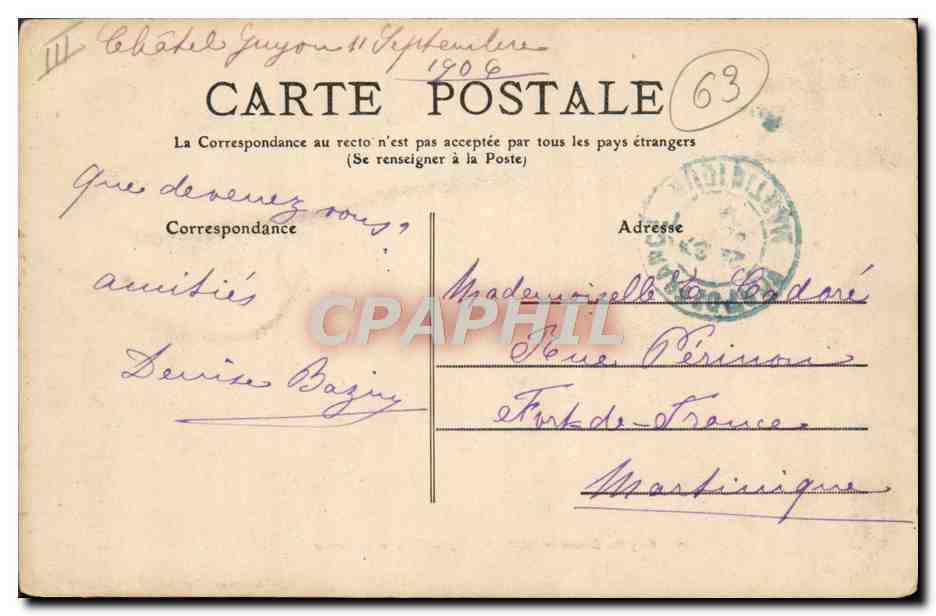 CPA Prison Maison centrale Riom — Verso