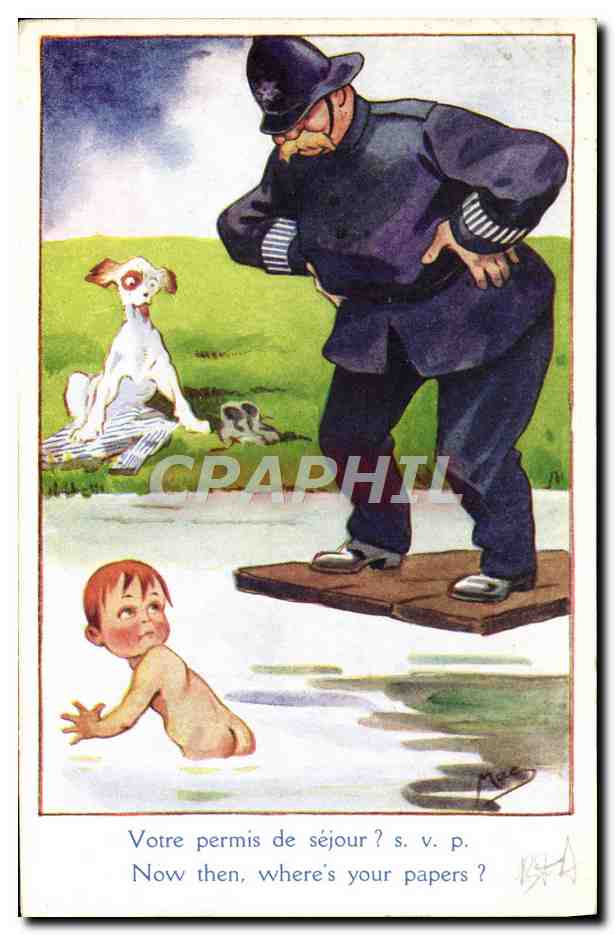 Policiers et enfant dans l'eau — 'Lafayette' Série No. 02 — éditeur Lafayelle