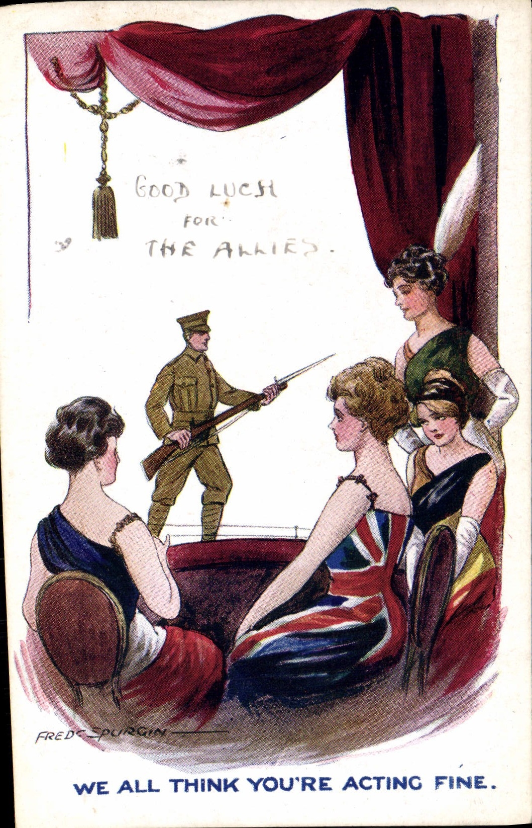 CPA Fantaisie Illustrateur Femmes Soldat Militaria Fred Spurgin