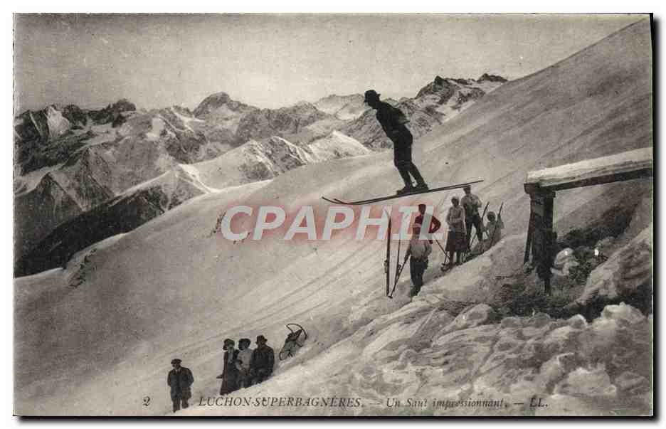 CPA Sports d'hiver Ski Luchon Superbagneres Un saut impressionnant