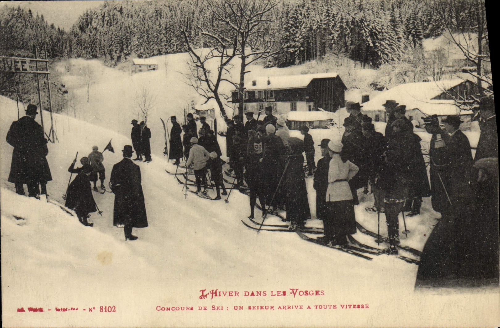 L'Hiver dans les Vosges — Concours de ski : un skieur arrive à toute vitesse — A. Wehr - Saint-Paul - N° 8102