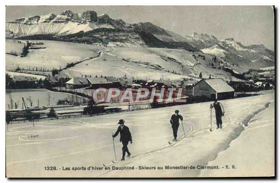 Skiers in Monestier-de-Clermont — Winter sporten in Dauphiné — E. R.