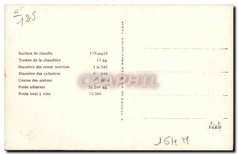 CPA Train Locomotive Machine Tender 32 518 type Prairie — Verso