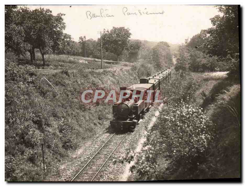 CCARTE PHOTO Train Locomotive Banlieue parisienne