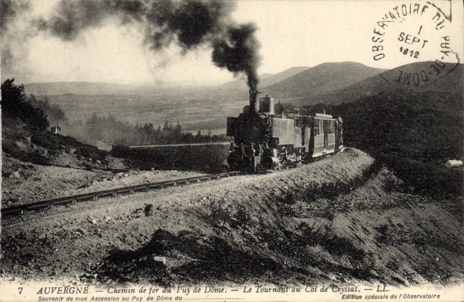 CPA Train Locomotive Auvergne Chemin de fer du Puy de Dome Le tournant du col de Ceyssat