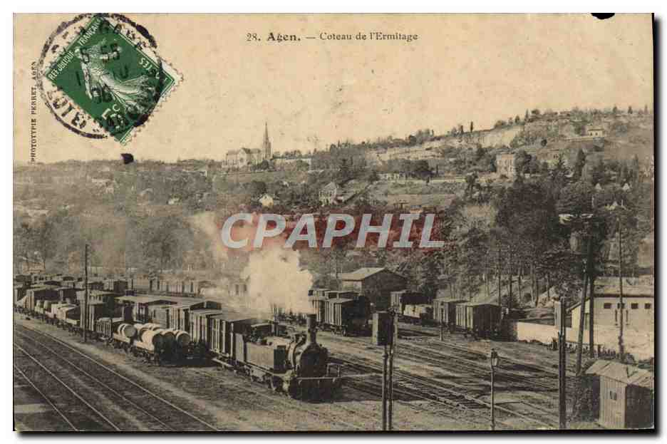 CPA Train Locomotive Agen Coteau de l'ermitage