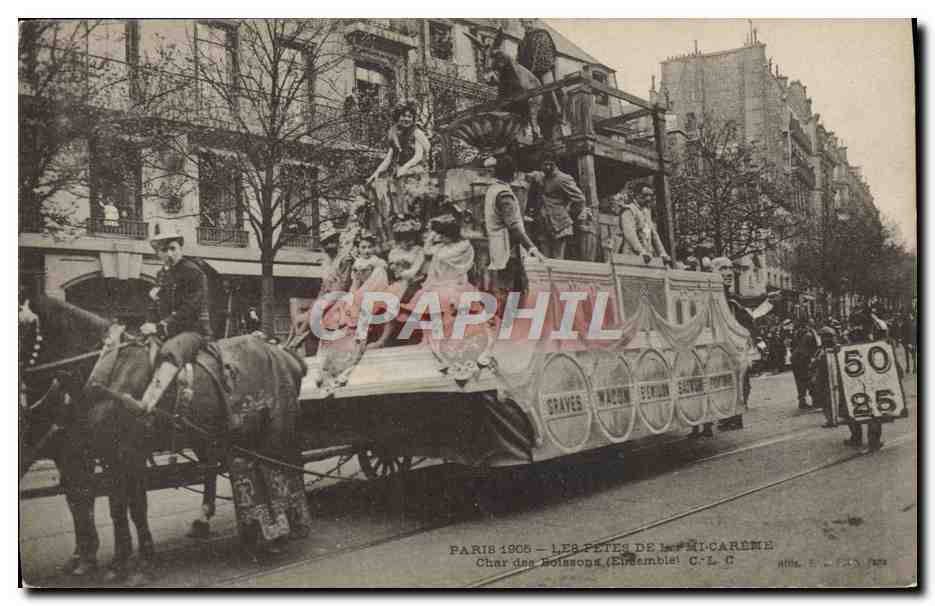 CPA Alcool Paris 1905 Les fetes de la Mi Careme Char des boissons 