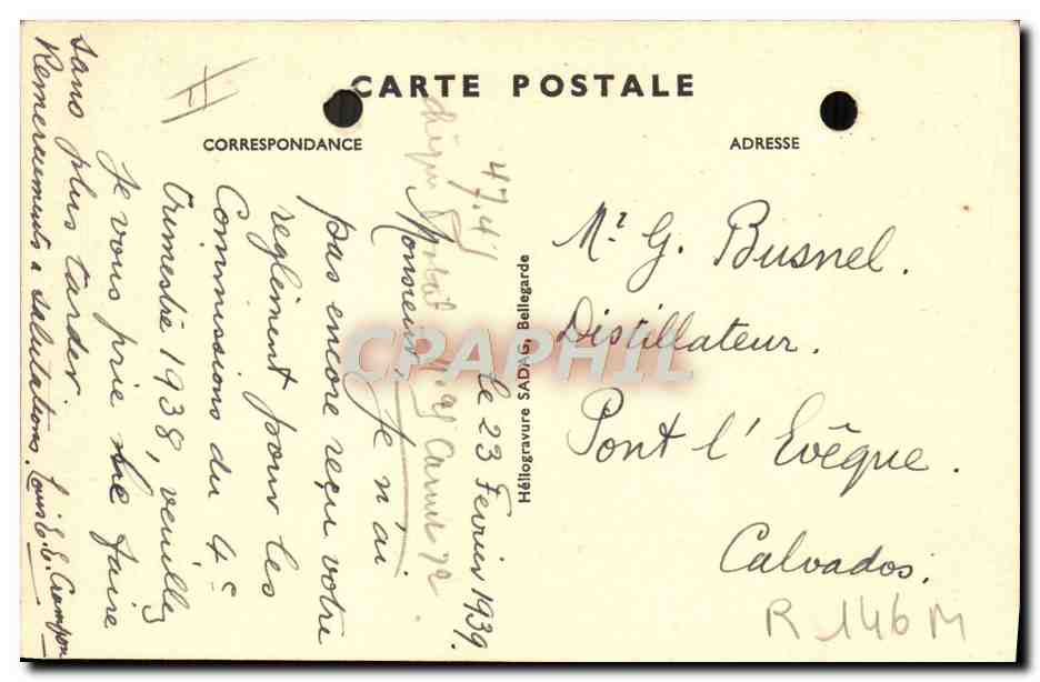 CPA Alcool Cognac Etablissements Hennesy Marquage a feu des caisses avant leur expedition — Rückseite