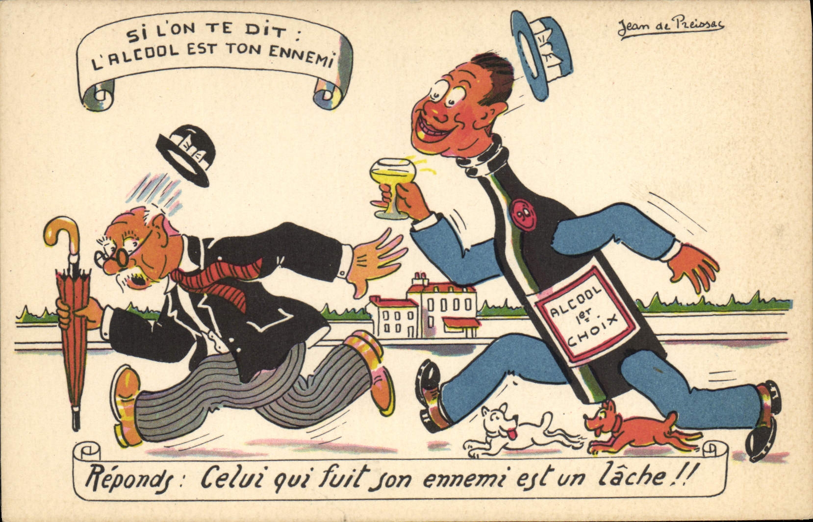 Caricature de l'alcool — Jean de Préiosas — éditeur non visible - Recto