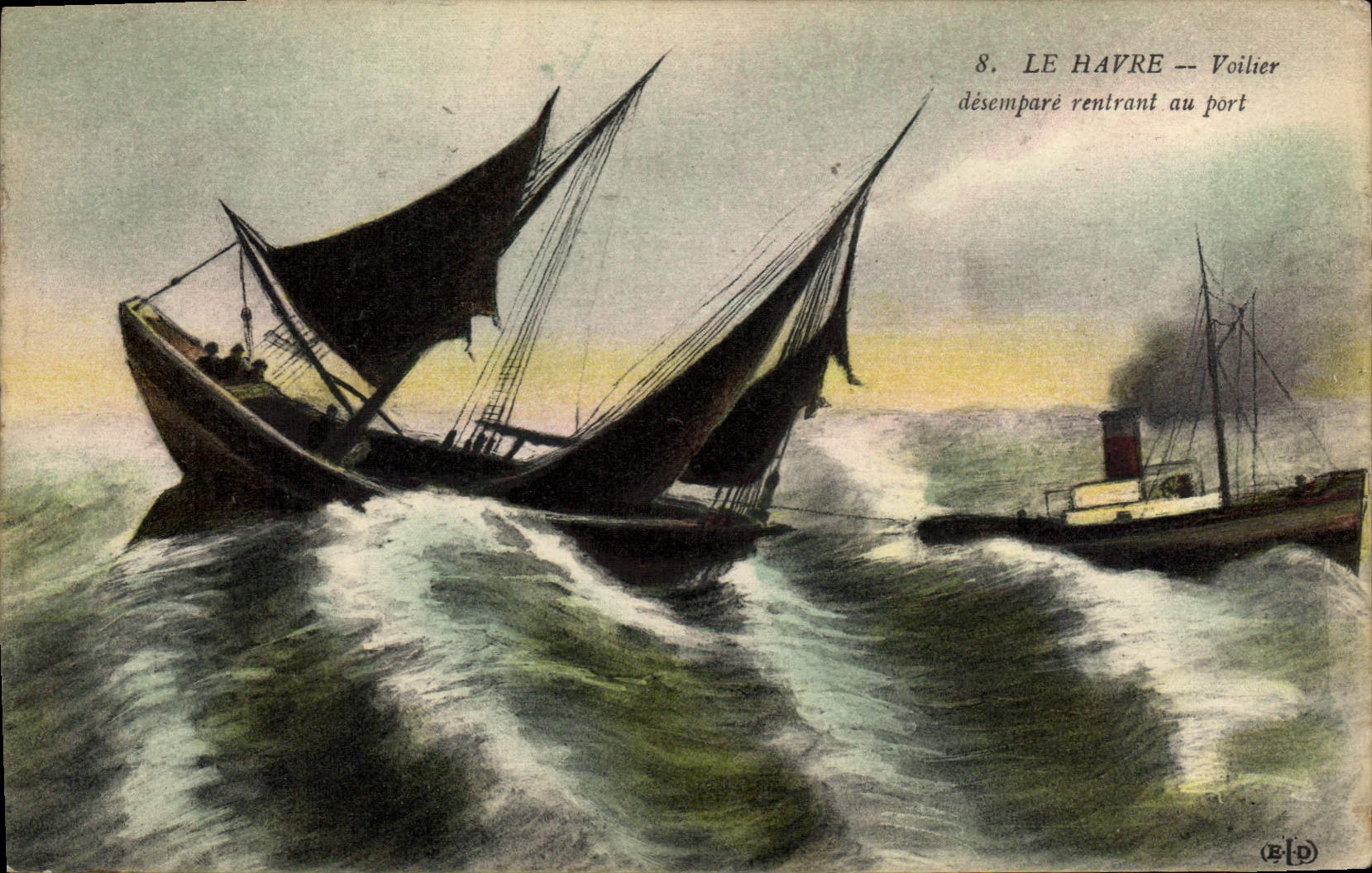 Le Havre — Voilier désembarqué rentrant au port — Éditeur ELD