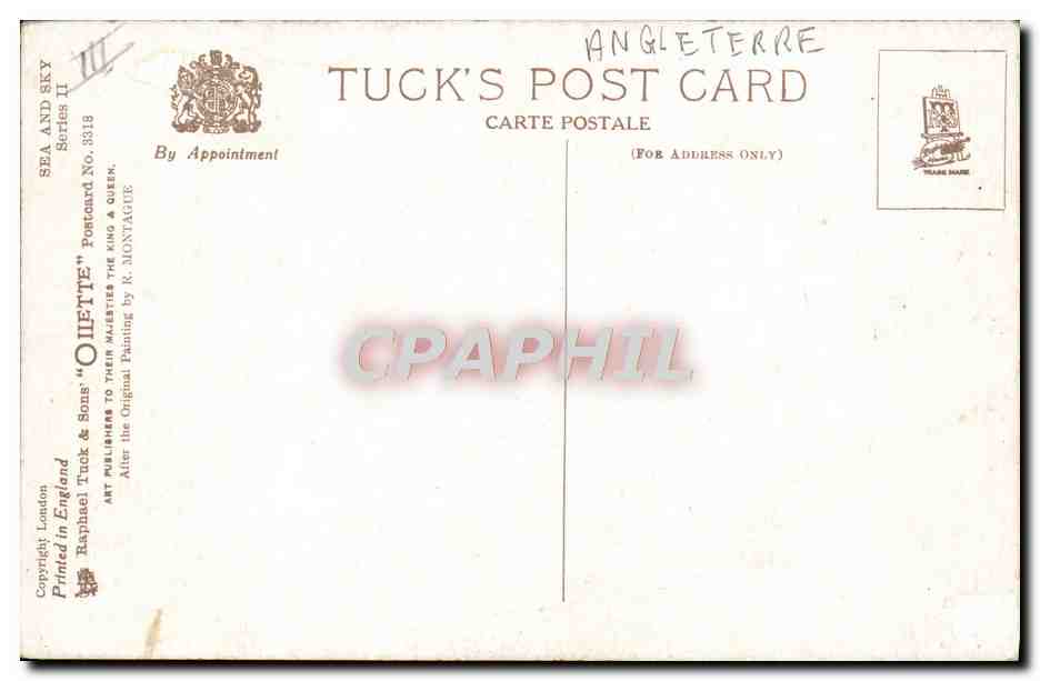 Scène maritime avec voiliers — Tuck & Sons, série II n° 8318 — Verso