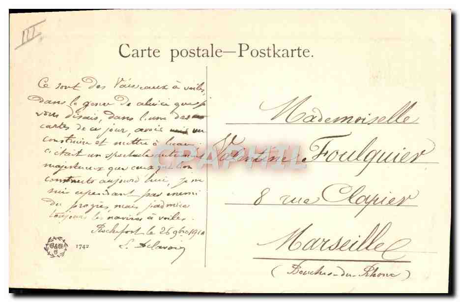 CPA Bateau Voilier  — Back