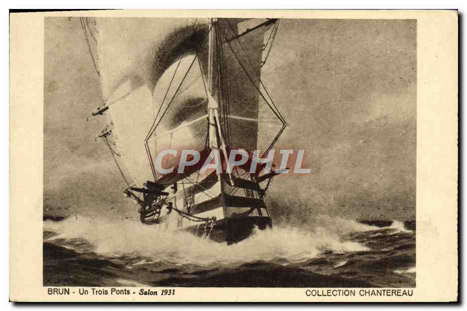 CPA Bateau Voilier Brun Un trois ponts Chentereau