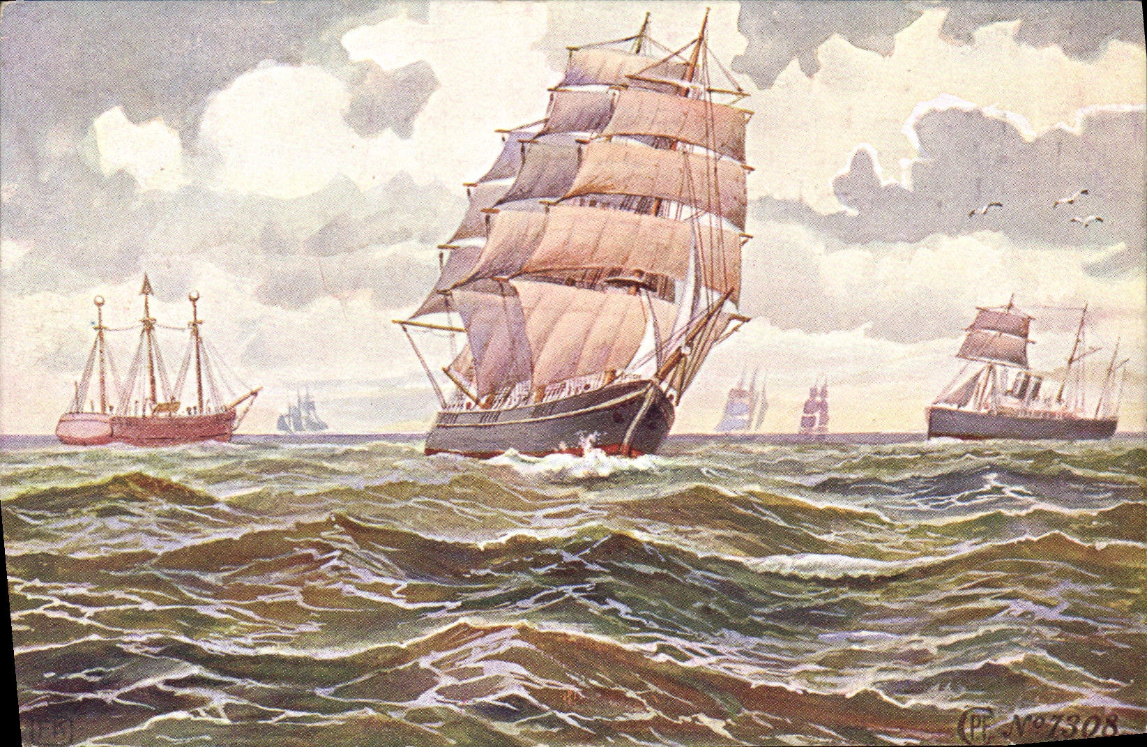 Navires à voile en mer — CPE N°7308 — CPE