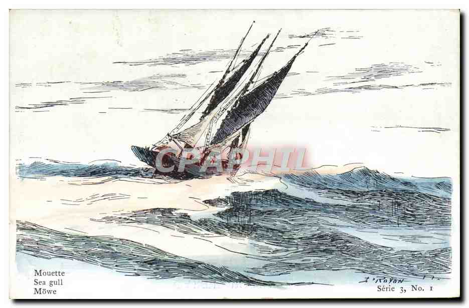 CPA Bateau Voilier Mouette Jean Marion