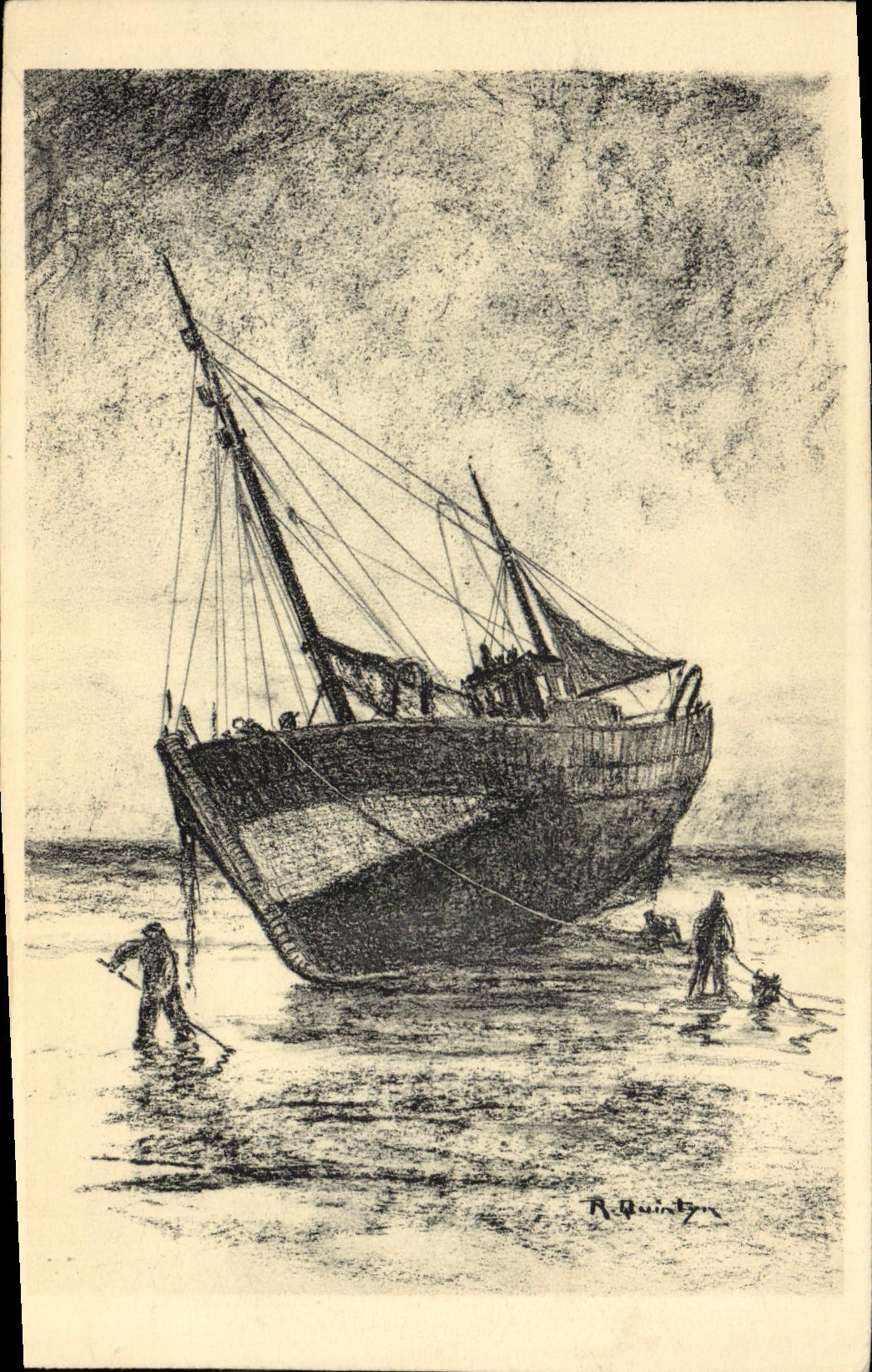 Chalutier sur la grève — Côte belge — Édition d'Art, Thill, Bruxelles, n° 511