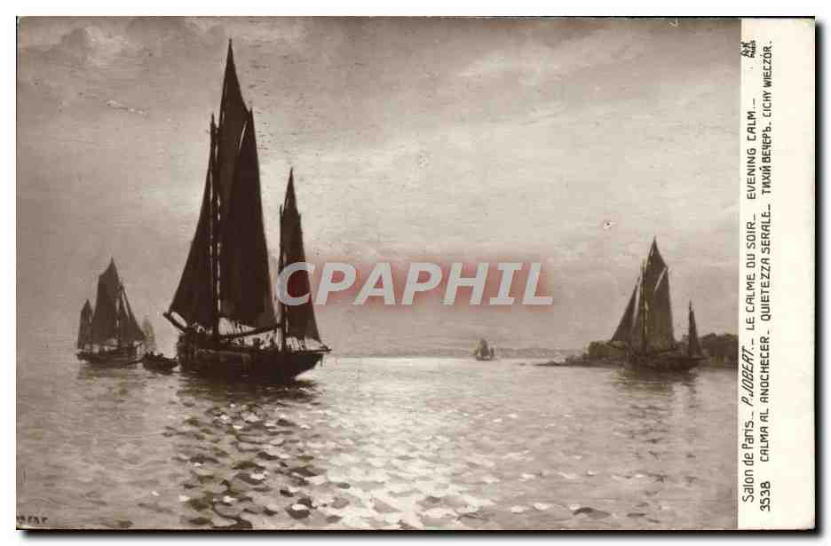 CPA Bateau Voilier Salon de Paris Jobert Le calme du soir 