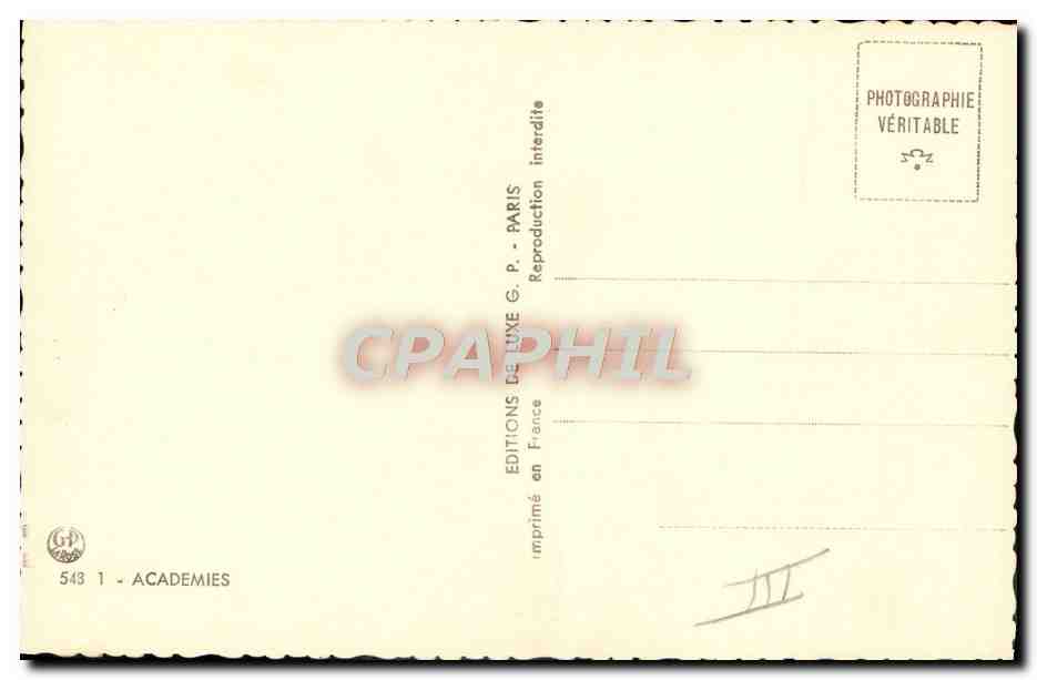 Nuda seduta — fotografia artistica — Éditions de Luxe G.P. Paris, n° 543 1 - Académies — Verso