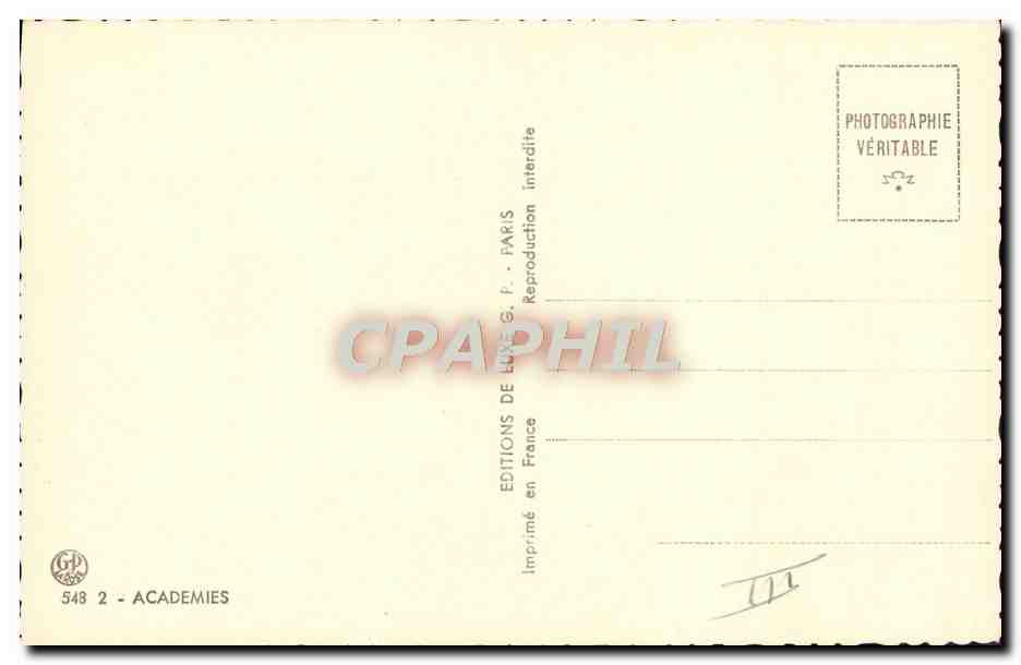 Nudità femminile — posa su pelliccia — Éditions de Lure G.P. Paris, n° 548 2 — Verso
