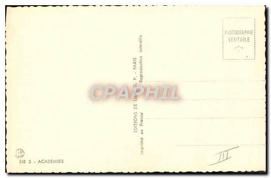 Nude femenina — postura frente a columna tallada — Ediciones de Luys, París, n° 548 3 — Reverso