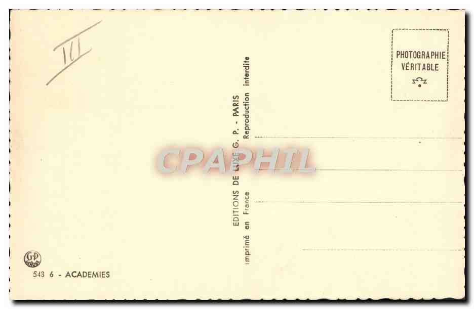 Nudez femenina — pose dinámica — Ediciones G.P. Paris, n° 543 6 — Reverso