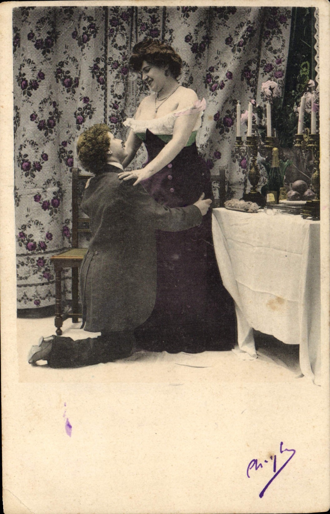 Proposition de mariage — scène intime — éditeur anonyme, n° de série non visible