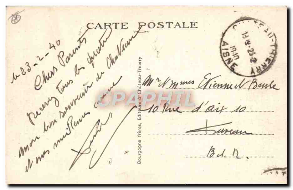 Tarjeta postal antigua Militaria Belleau el cementerio americano — Reverso