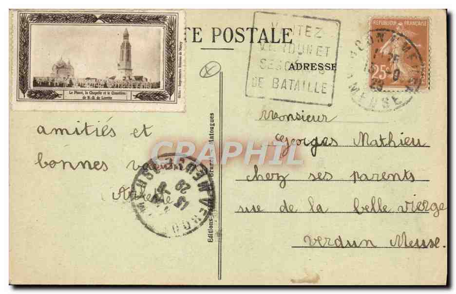 Varennes-en-Argonne — Monumento Americano de Pensilvania — Conjunto. Arquitectos: Thomas H. Aterton, Paul P. Cret. — Reverso