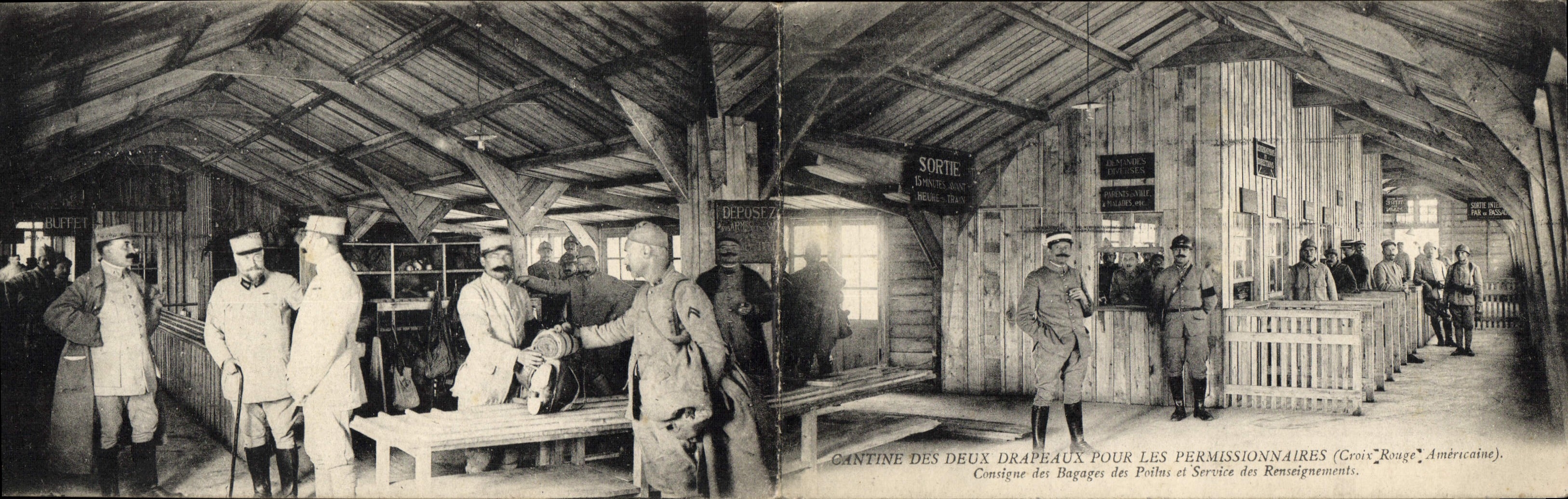 Cantine des Deux Drapeaux pour les Permissionnaires — Croix-Rouge Américaine — Éditeur : Croix-Rouge Américaine