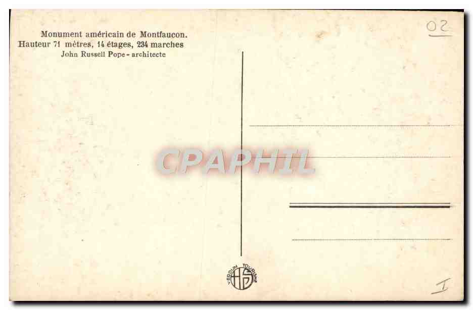 Monument américain de Montfaucon — éditeur Célestin Tourguin, n° 02 — Verso