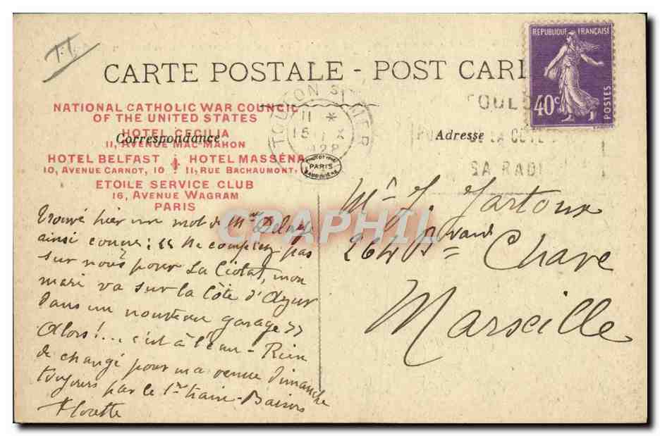 PARIS — Le Panorama des Sept Ponts — National Catholic War Council USA — Back