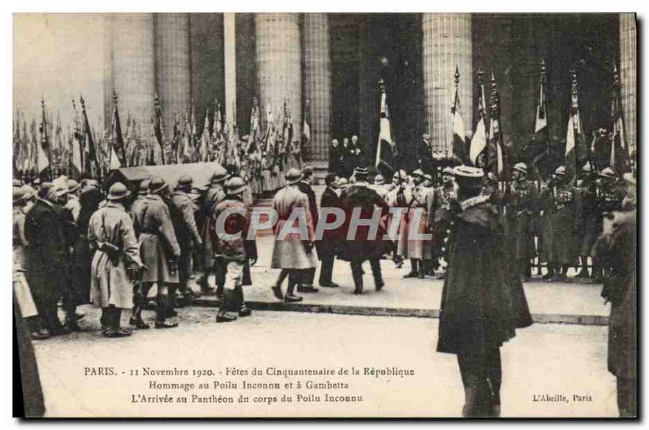 CPA Militaria Fetes de la victoire 11 novembre 1920 Fetes du cinquantenaire de la Republique Hommage poilu Gambetta