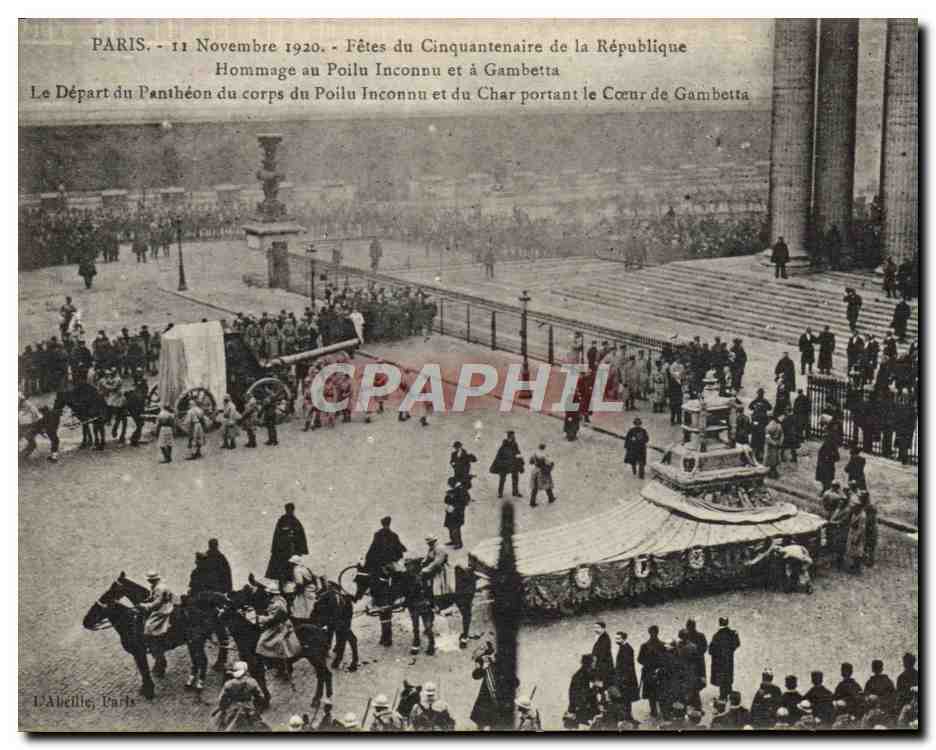CPA Militaria Fetes de la victoire 11 novembre 1920 Fetes du cinquantenaire de la Republique Hommage poilu Gambetta