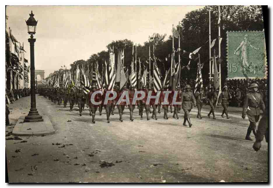 CARTE PHOTO Militaria Fetes de la victoire 14 juillet 1919 