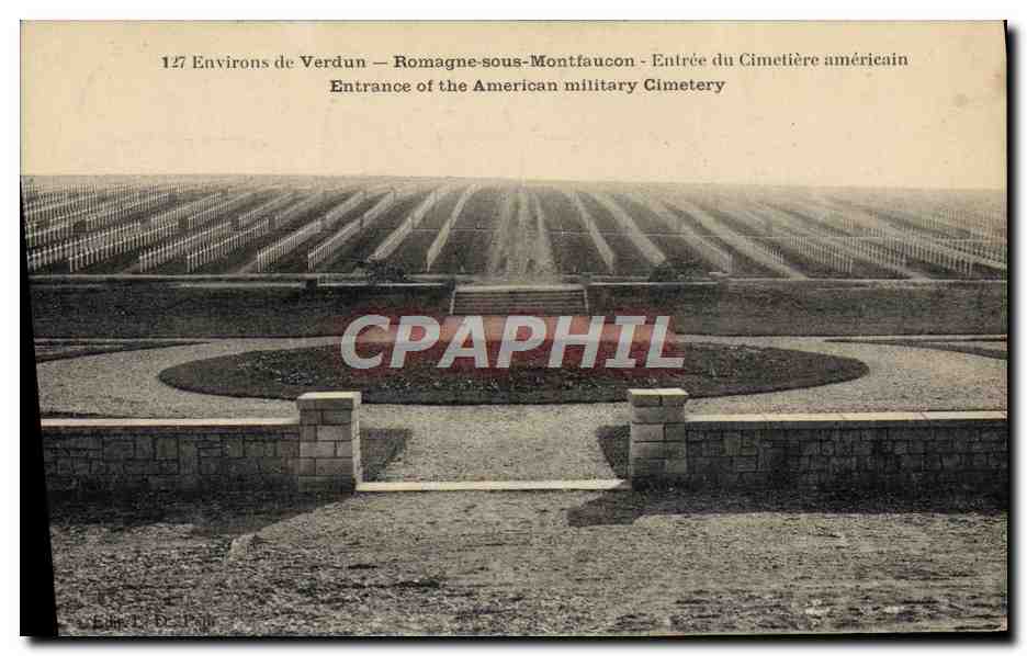 CPA Militaria Environs de Verdun Romagne sous Montfaucon Entree du cimetiere americain