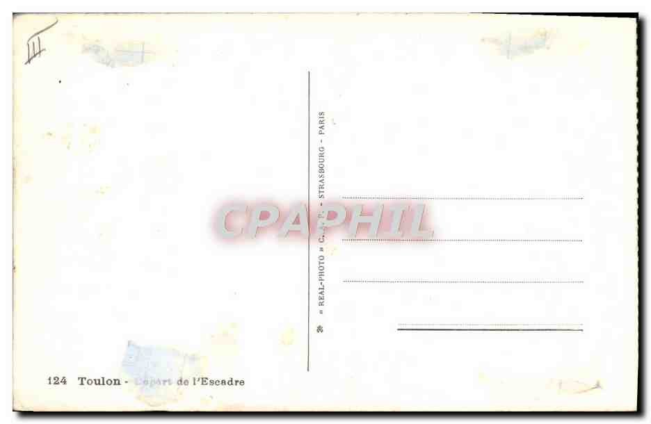 CPA Bateau Guerre Toulon Escadre  — Verso