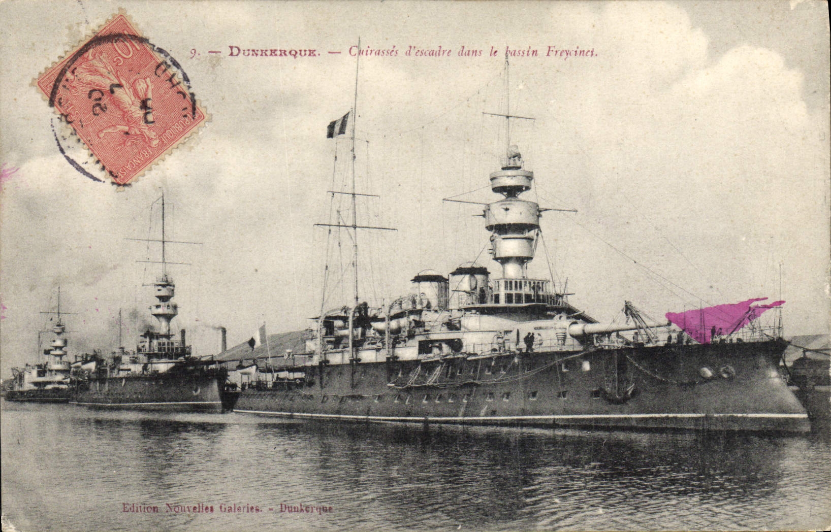 CPA Bateau Guerre Dunkerque Cuirasses d'escadre dans le bassin Freycinet 