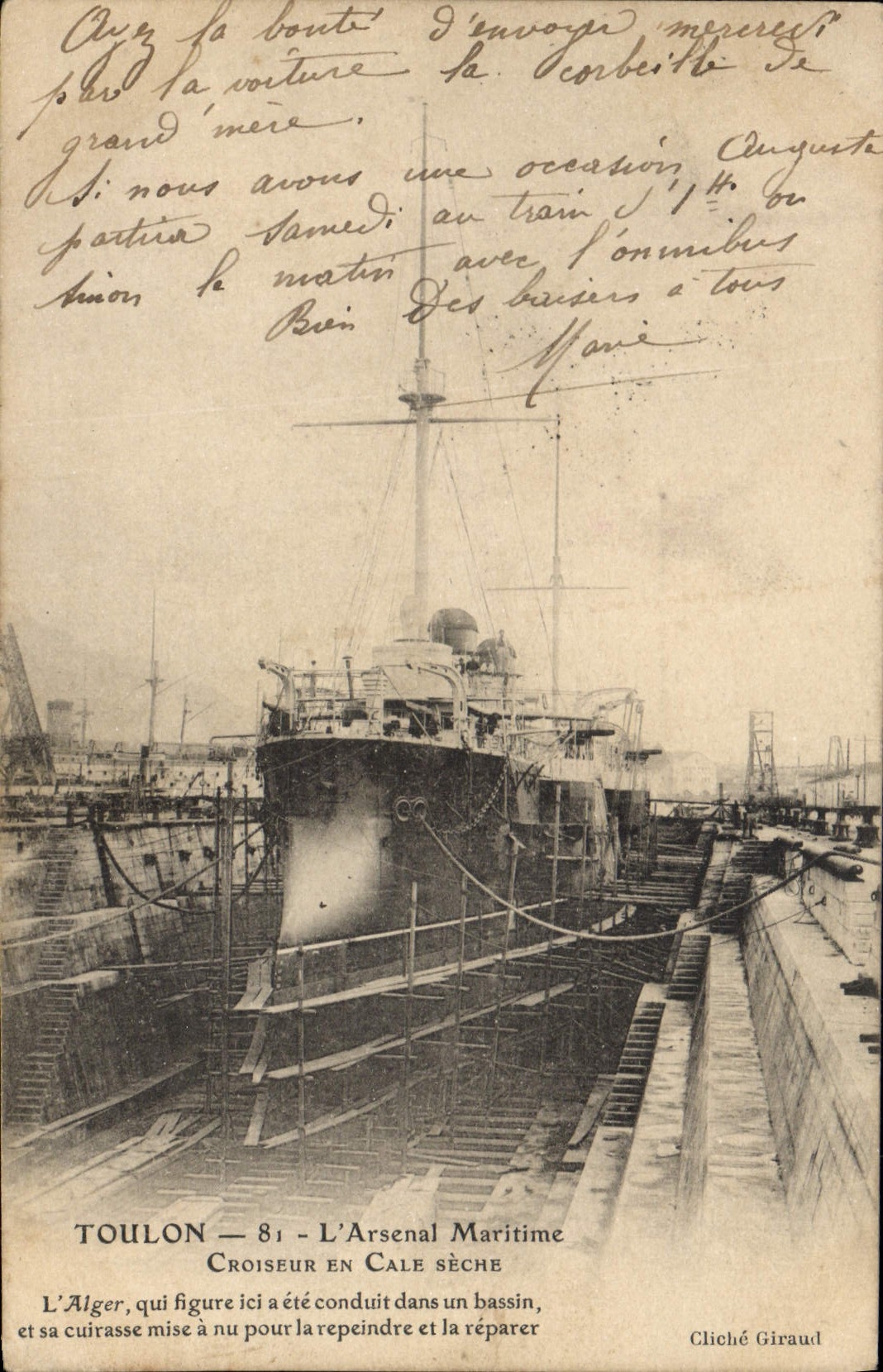 Toulon — L'Arsenal Maritime — Croiseur en cale sèche