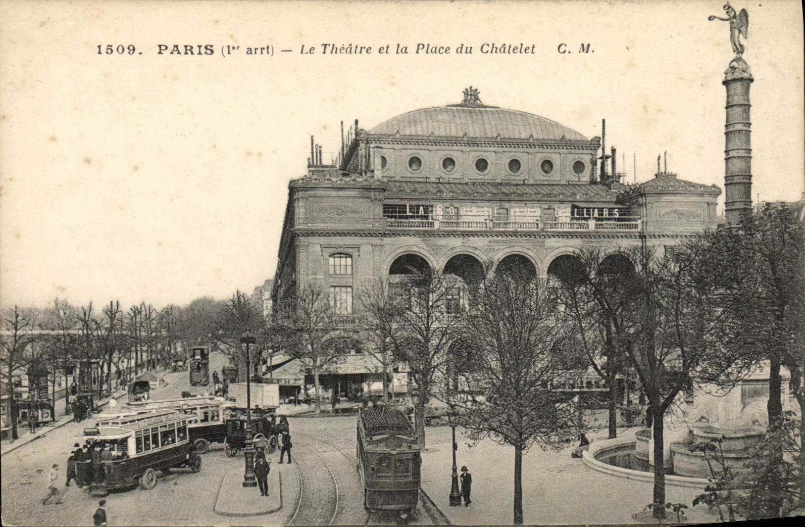 CPA Paris Theatre et place du Chatelet Tramway