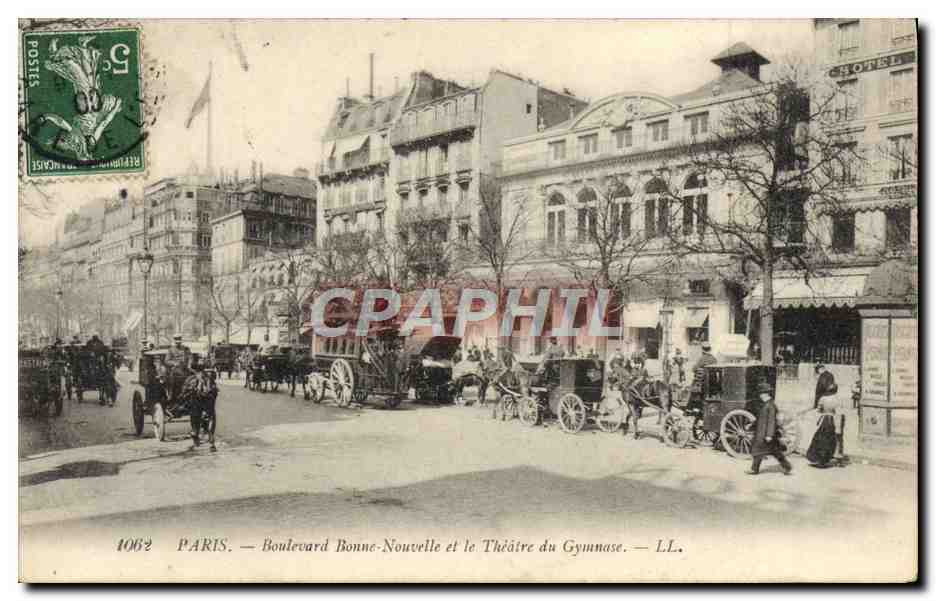 Paris — Boulevard Bonne-Nouvelle et le Théâtre du Gymnase — LL. — n° 1062